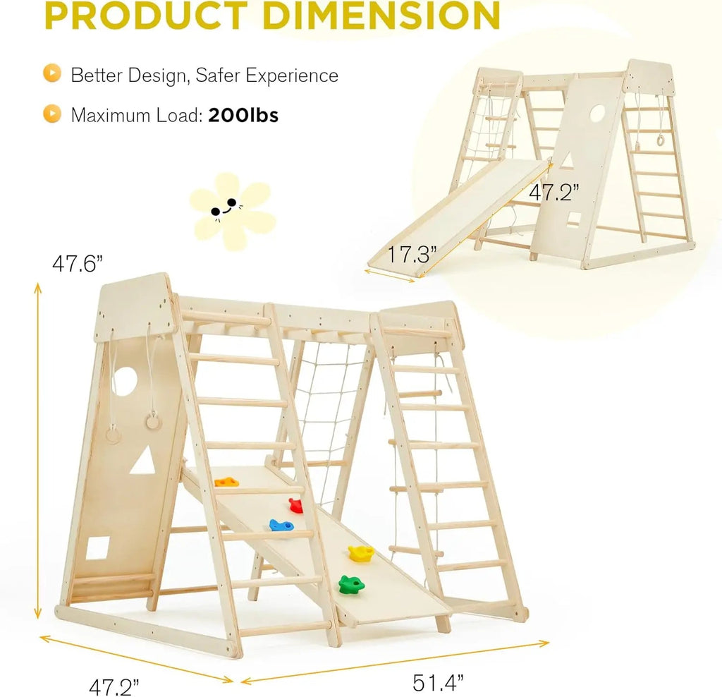 Indoor Jungle Gym – 9 - in - 1 Kids - TIMBER TEACH