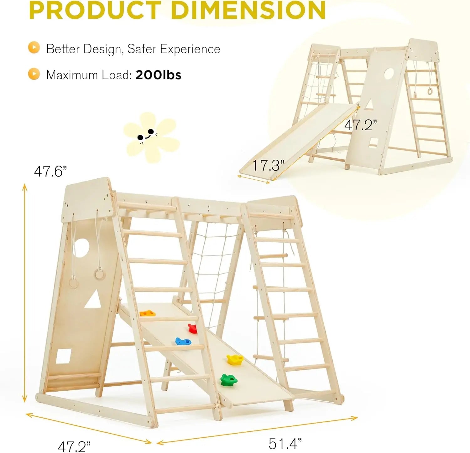 Indoor Jungle Gym – 9 - in - 1 Kids - TIMBER TEACH