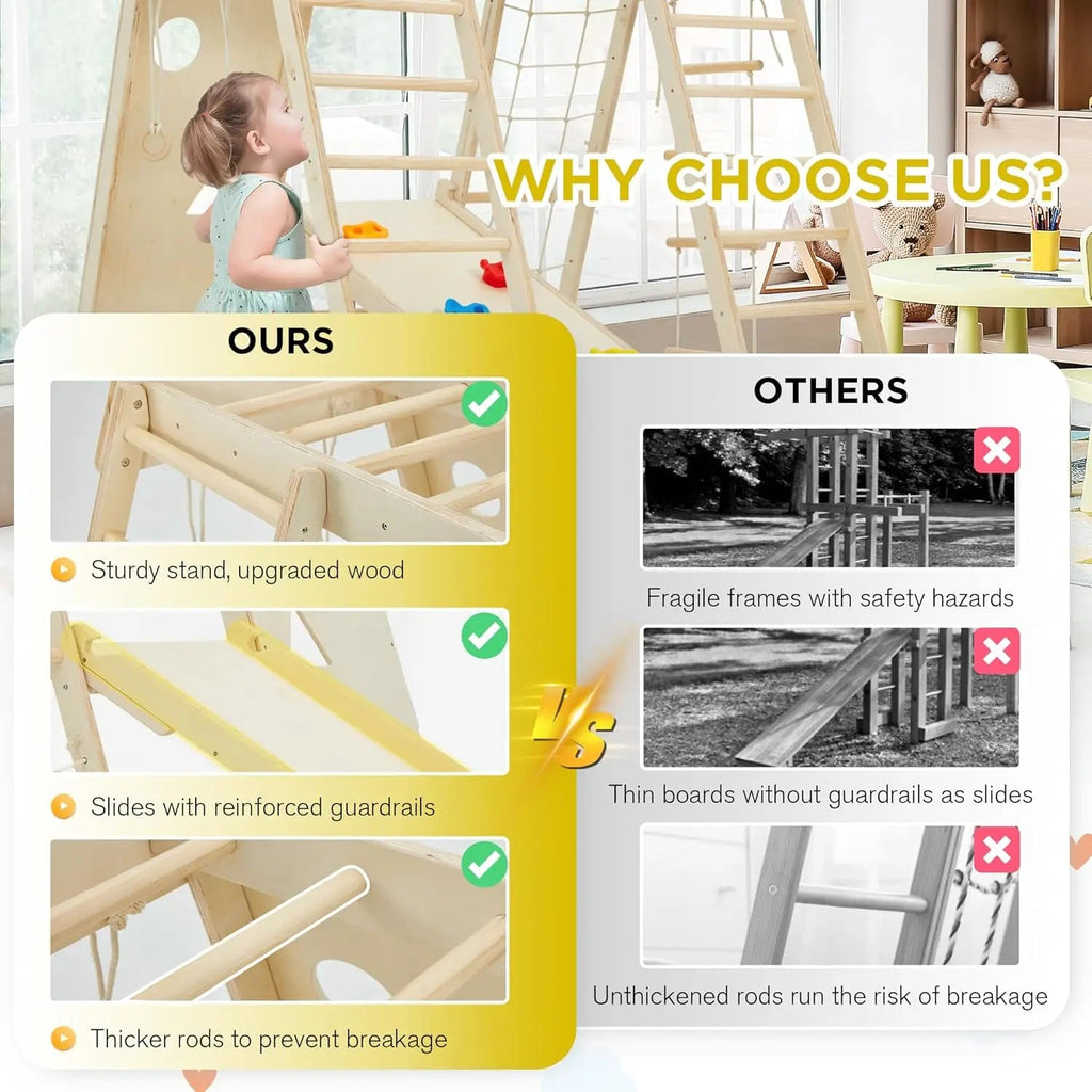 Indoor Jungle Gym – 9 - in - 1 Kids - TIMBER TEACH