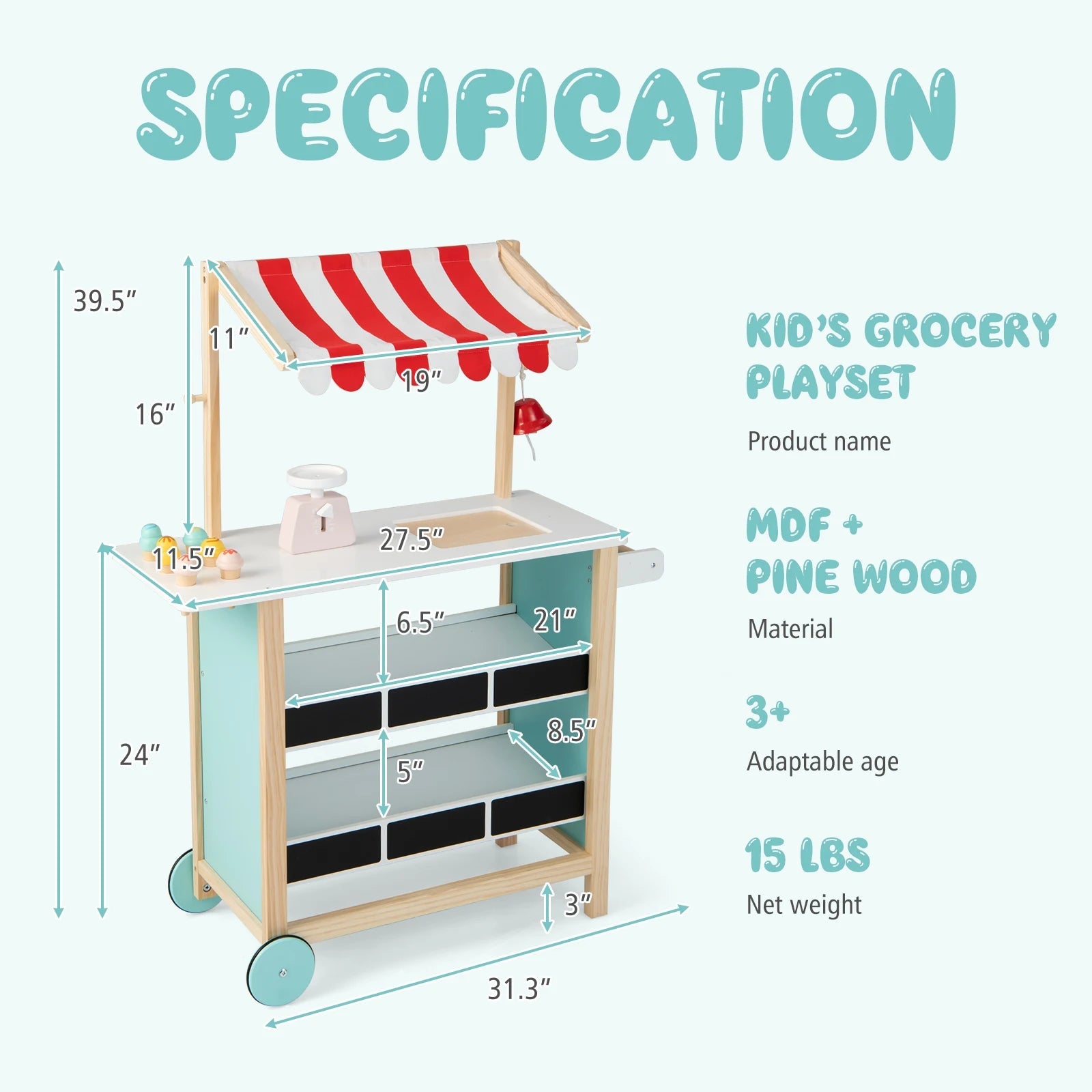 Kids Wooden Ice Cream Cart - TIMBER TEACH