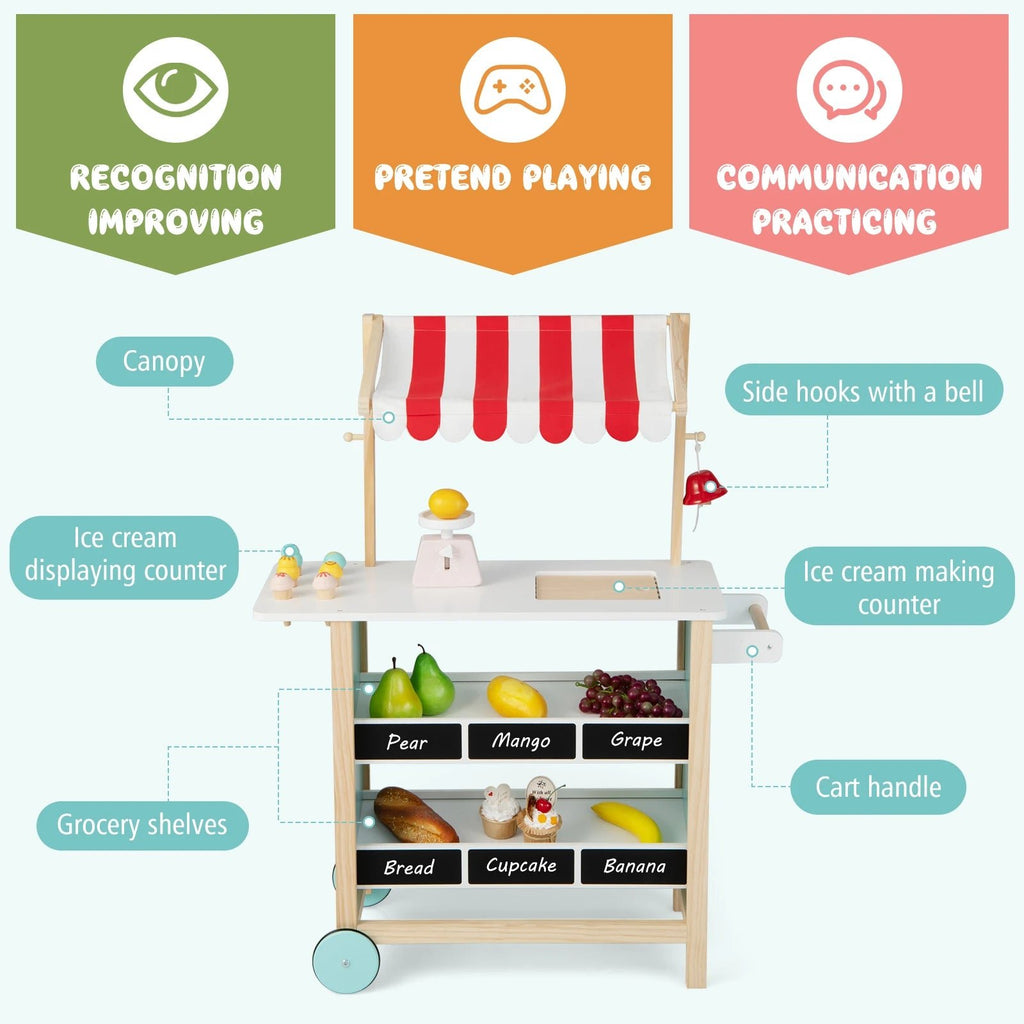 Kids Wooden Ice Cream Cart - TIMBER TEACH