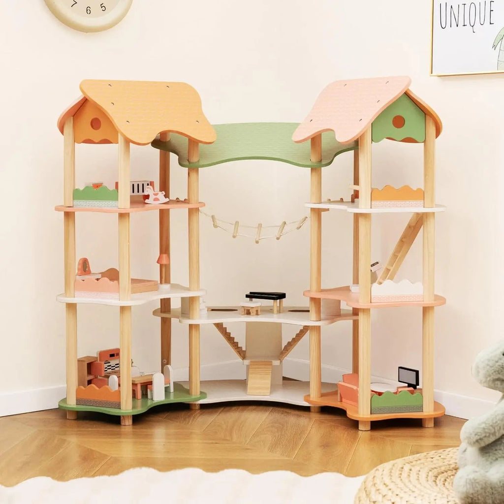 Luxury Wooden Dollhouse for Kids - TIMBER TEACH