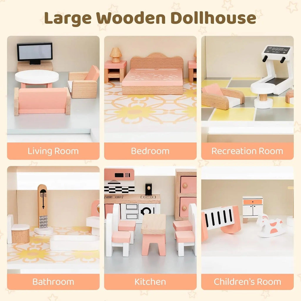 Wooden Dollhouse for Kids - TIMBER TEACH