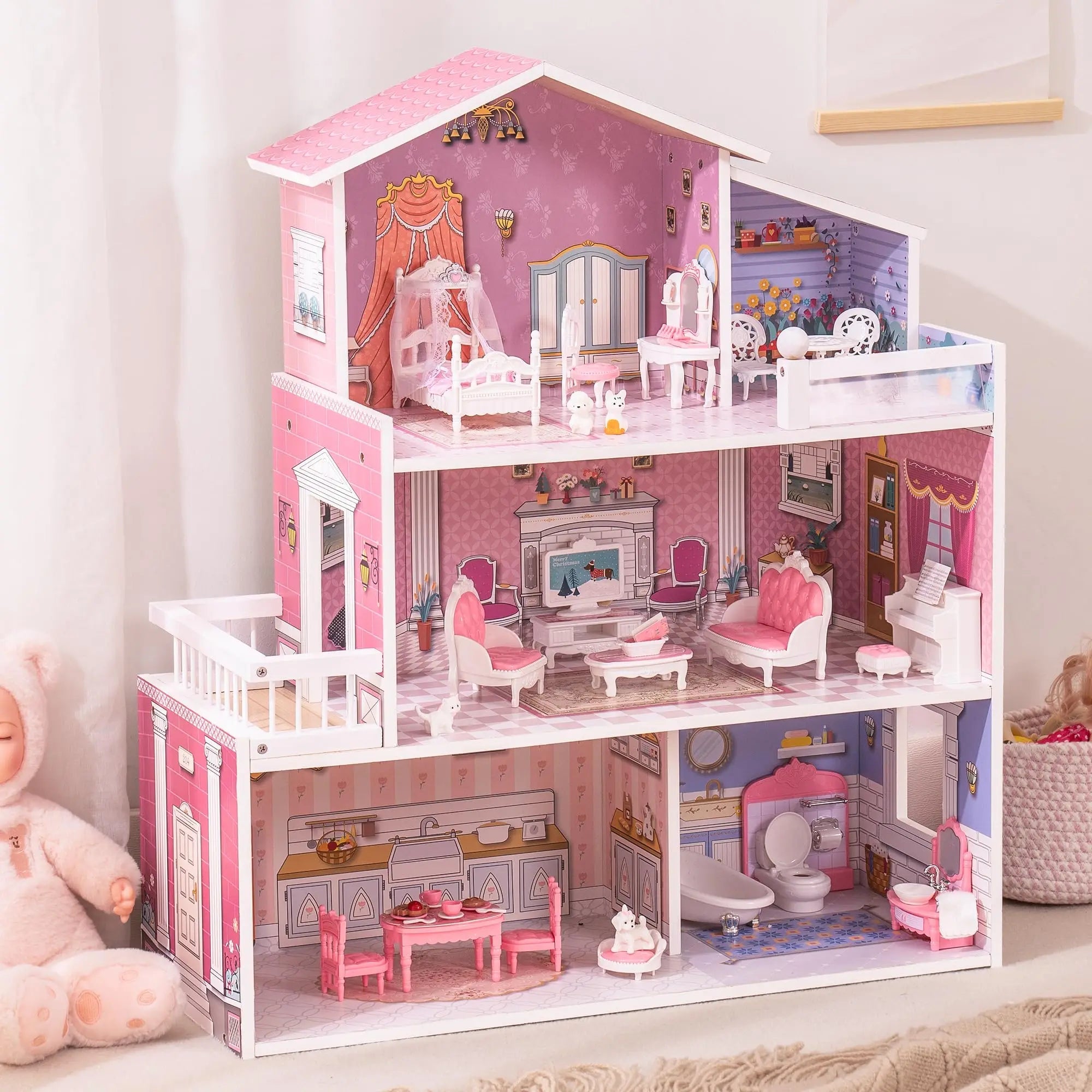 Wooden Dollhouse Playset - TIMBER TEACH