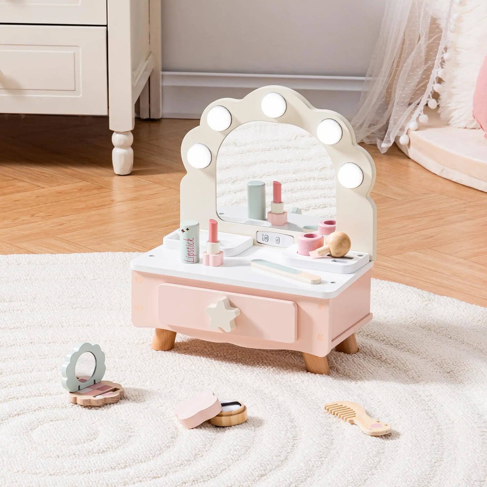 Wooden Makeup Vanity Table Toy - TIMBER TEACH