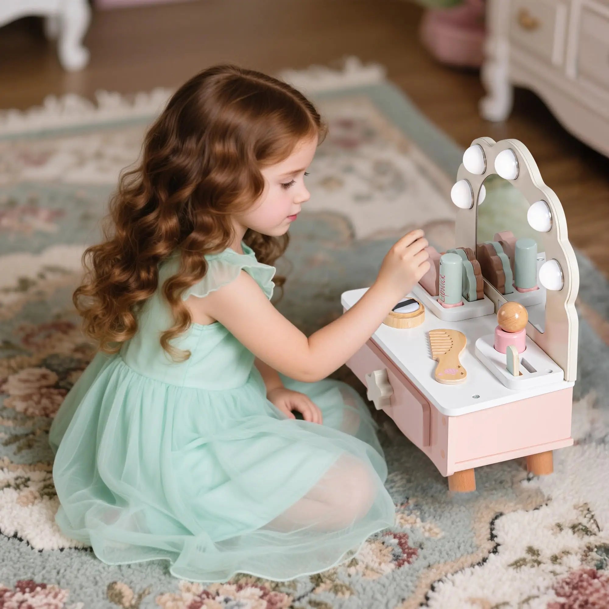 Wooden Makeup Vanity Table Toy - TIMBER TEACH