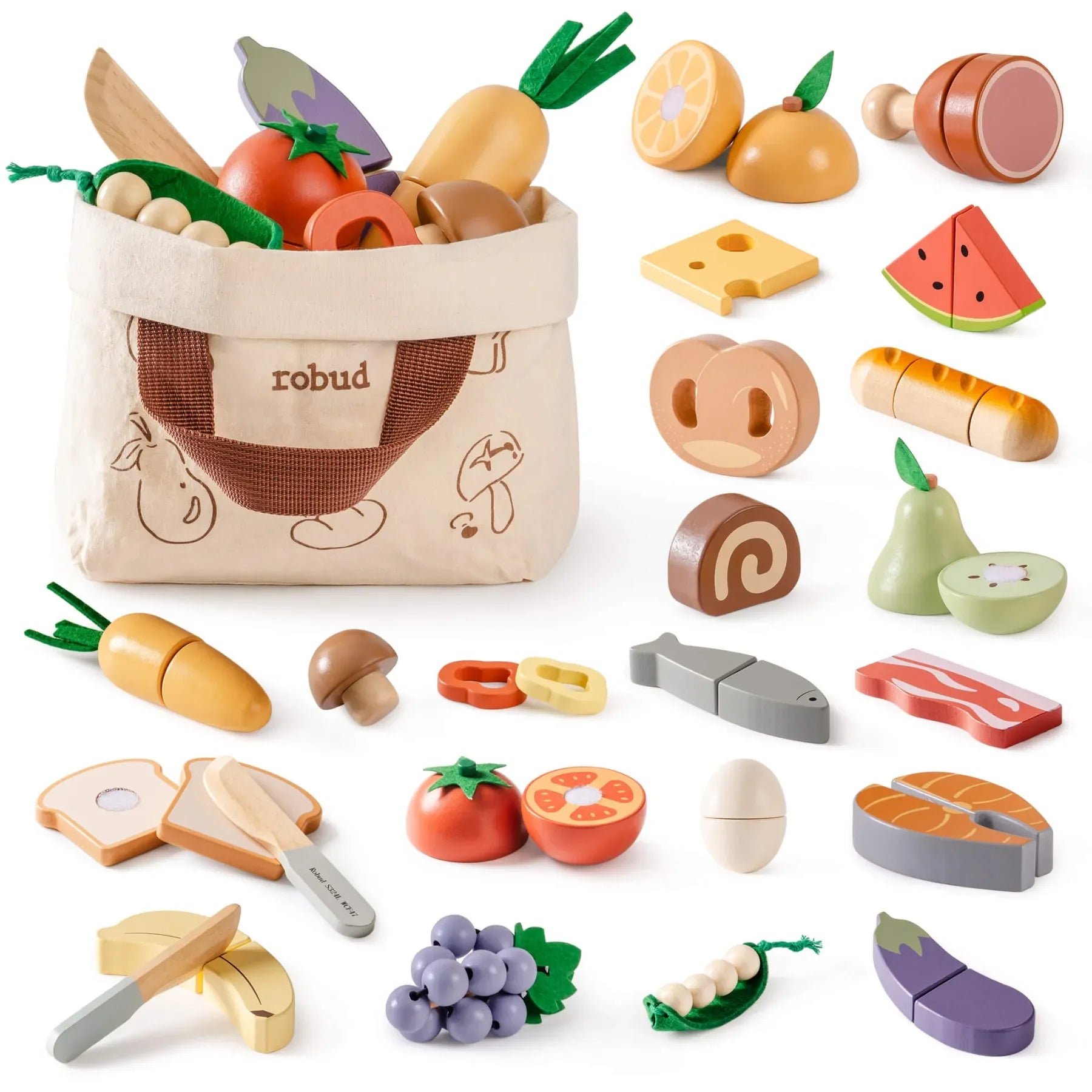 Wooden Play Food 4 - in - 1 Cutting Set - TIMBER TEACH
