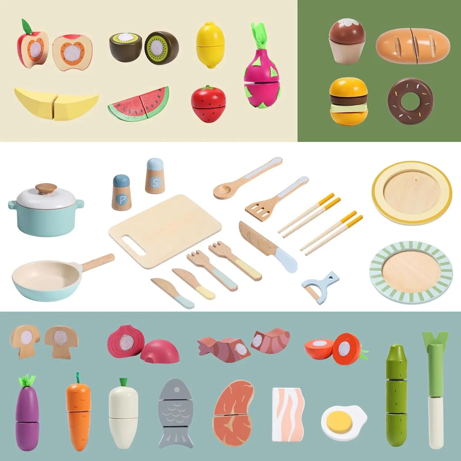 Wooden Play Food Set - TIMBER TEACH