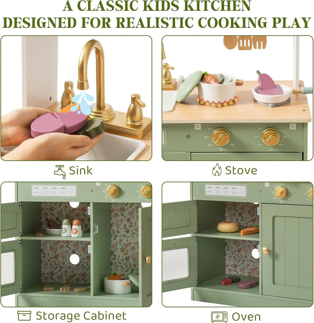 Wooden Play Kitchen Set - TIMBER TEACH